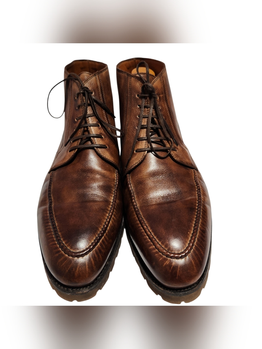 Bontoni Brown Leather Lace-Up Ankle Boots